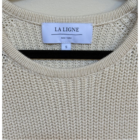 La Ligne Blackberry Long Sleeve Ribbed Knit Sweater in Cream Ivory Size Small - Picture 4 of 9